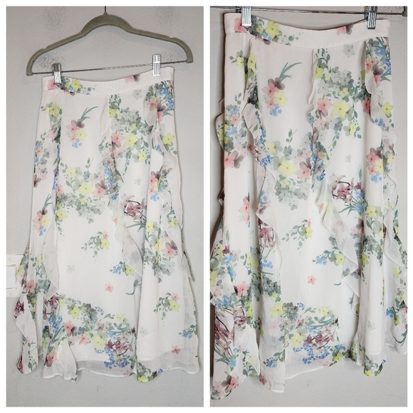 Ted Baker Lurissa Floral-Printed Ruffle Mini Skirt Ivory Size 4 (Ted Size 1) - Picture 9 of 16